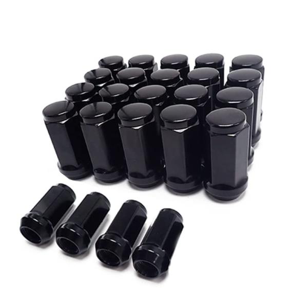 WELLVIE ホイールナット M14×P1.5 スチール ロング ナット 24個 袋 19HEX ブラック シルバー エスカレード サバー