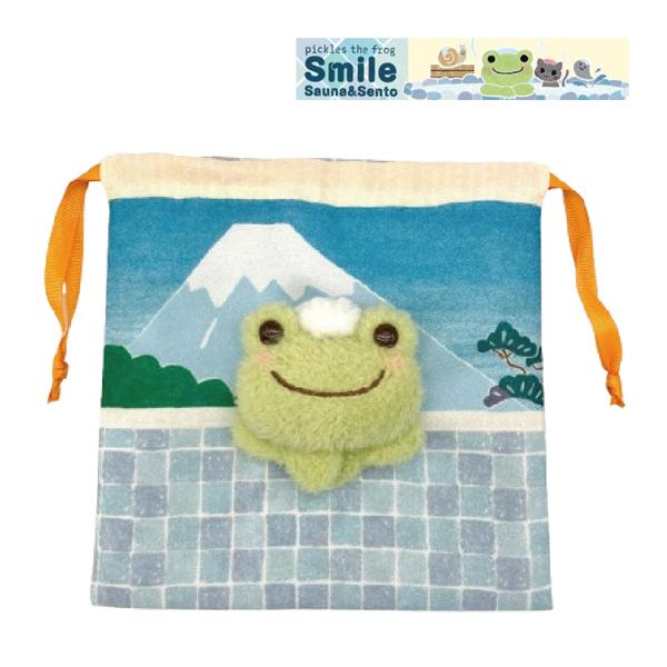 【ネコポス便発送可】226037-26 かえるのピクルス Smile Sauna&amp;Sento 巾着 ピクルス 銭湯 サウナ pickles the frog カエル インテリア 予約2026年5月