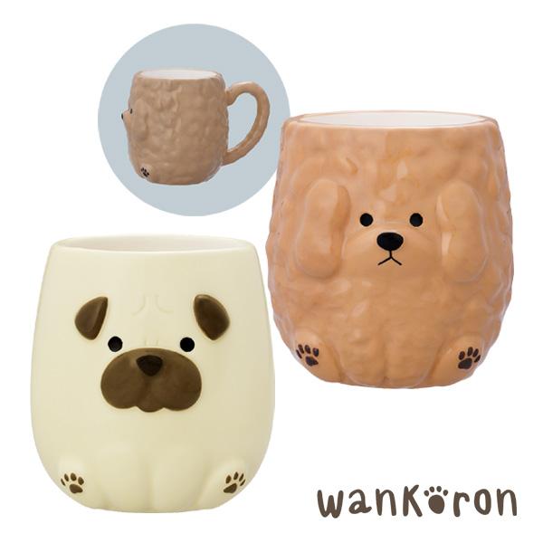 WA-95357-58 「わんわんマグ（トイプーBE・パグ）」wankoron わんころん 食器 陶器 カトラリー DECOLE デコレ 予約2026年8/下【ポイント5倍】