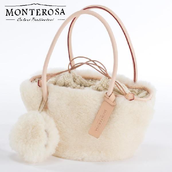ムートンバッグ モンテローザ ムク ナチュラル ムートン＆ニットコンビ  