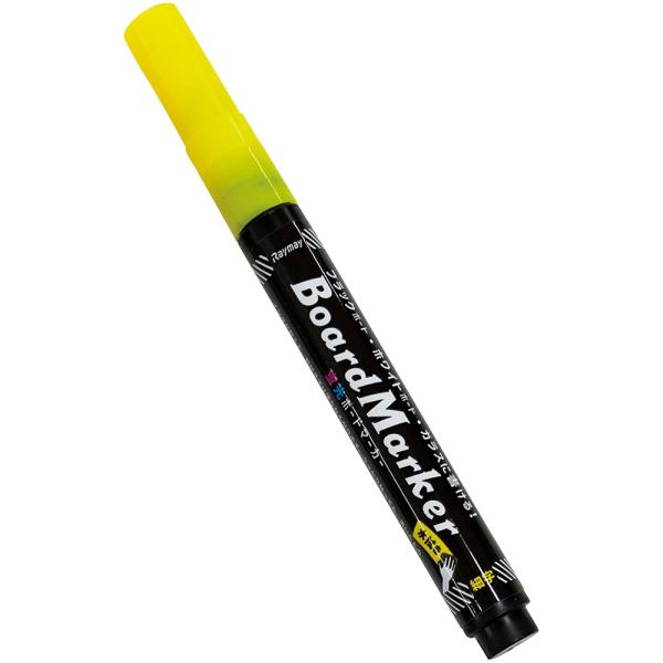 商品名：直液式ボードマーカー ボード用 黒板用 ガラス用 極細 イエロー No.1787サイズ：直径12×H126mm インク量：3.0cc ペン先：丸芯 1.0mm幅ホワイトボード、ブラックボード、ガラス、アクリルに筆記可能