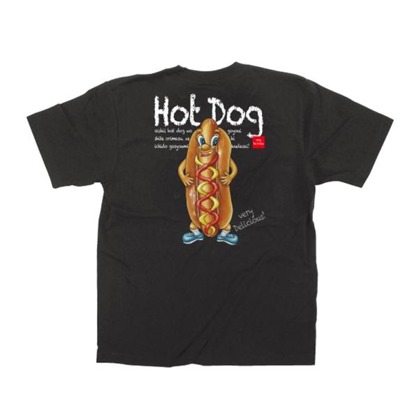 フルカラーTシャツ（黒） ホットドッグ Hot Dog 【Sサイズ】 ［No.64160］ （受注生産品・キャンセル不可）