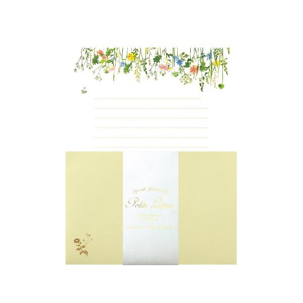 メール便 対象商品3,000円以上ご購入で送料無料 [TL0B3]ポライトレター 野の花 1セット 春 夏 草花 手紙 お便り 文具 雑貨 まとめ買い 金箔押し 包む