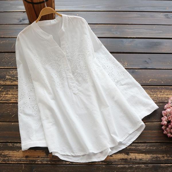 シャツ ブラウス 花柄 ボタニカル柄 春 夏 春夏 長袖 コットン トップス レディース