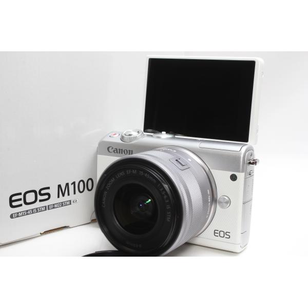 ■美品■Canon EOS M100 標準レンズキット ホワイト EOS キヤノン ミラーレス一眼 CANON M100 レンズキット ホワイト