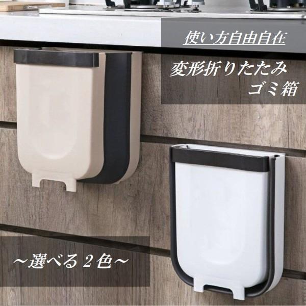 壁掛けゴミ箱 折りたたみ ゴミ箱 折り畳みゴミ箱 キッチン ぶら下げ 大容量 生ごみ 大口径 おしゃれ ドア ダストボックス スリム (大) 区分60S