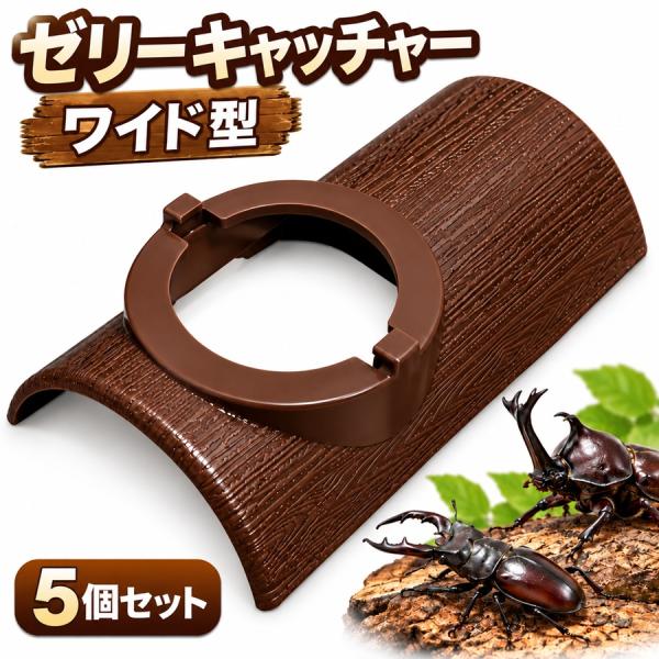 ゼリーキャッチャー ワイド型 5個セット ダークブラウン 餌皿 ゼリー置き ゼリー台 昆虫飼育用品 昆虫用エサ入れ 区分N Z-105