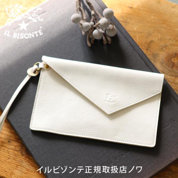 IL BISONTE（イルビゾンテ） ポーチ ストラップ付きレザーフラット