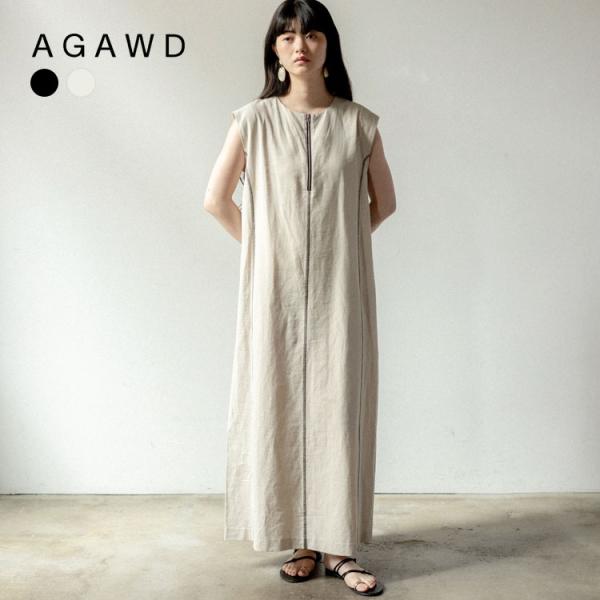 タグ付き未使用品♪アドーア　リネン混　ワンピース　七分袖　日本製　ギャザー　M noix_aga-24052604-indigo