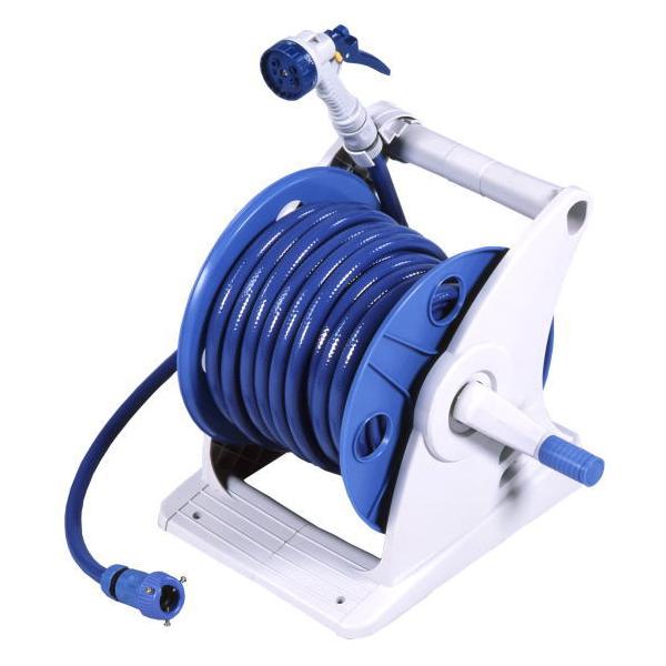 ガーデニング・園芸をキレイにやっているおうちには、必ずと言っていいほど、このホースリールセットがあるものです。お庭をすっきりキレイな状態に保つ第一歩です。草花への散水もらくらく！洗車も簡単！車を動かさなくても、あそこにもここにも届いちゃいま...