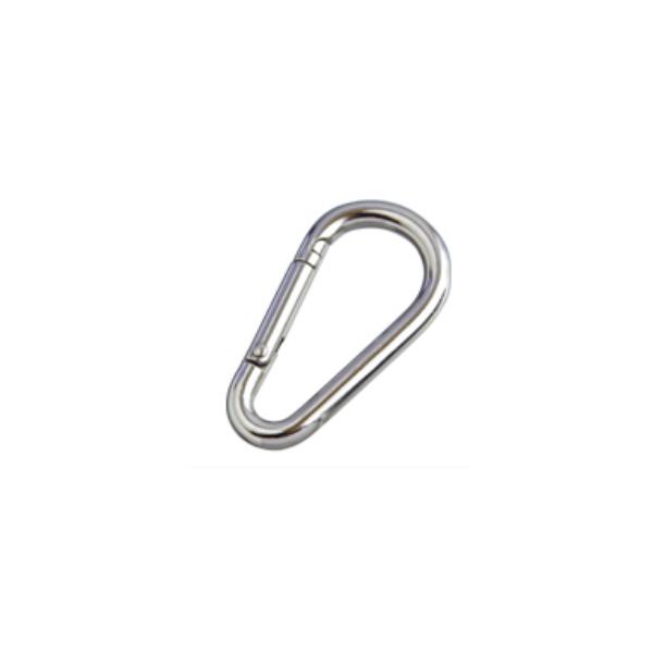工業製品メーカー製の、頑強なステンレス製(SUS304)カラビナです。サイズ展開の多いナスカン型です。