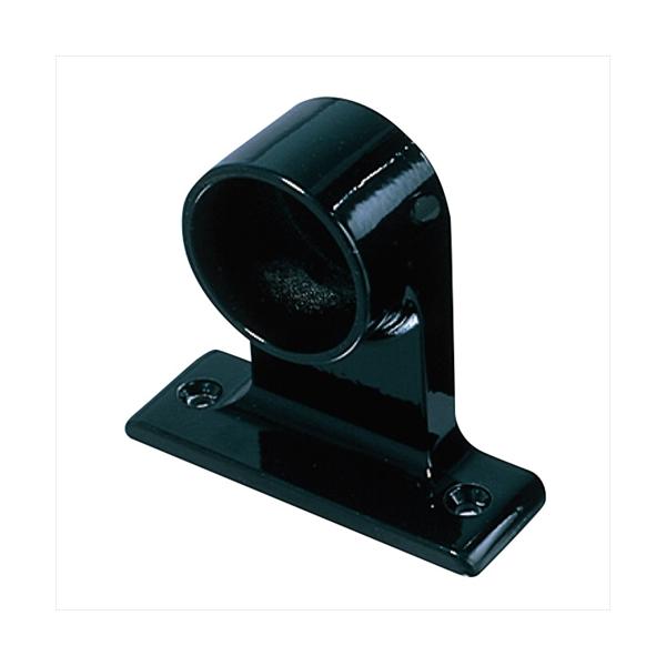 黒いパイプブラケットです。[材質]ZDC[仕上]粉体塗装[重量]136.9g[付属品]SUS十字穴付皿タッピンネジ4×30:2本(頭色付)●適用パイプ径:φ32　ブラック杉田エースの製品です。