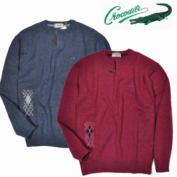 Crocodile（クロコダイル） セーター 丸首ジップアップセーター 長袖 