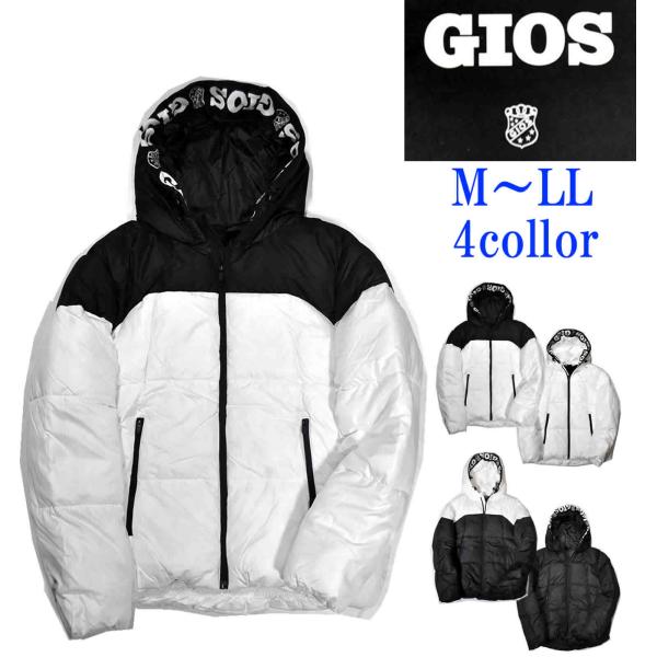 GIOS [ジオス] 中綿フードブルゾン ジャガードニットロゴ GIOS（ジオス 