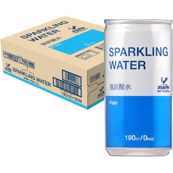 神戸居留地 強炭酸水 190ml 90本 缶 無糖 割材 スパークリングウォーター 飲みきり サイズ 業務用 ハイボールに 炭酸水 ソーダ ポイント還元