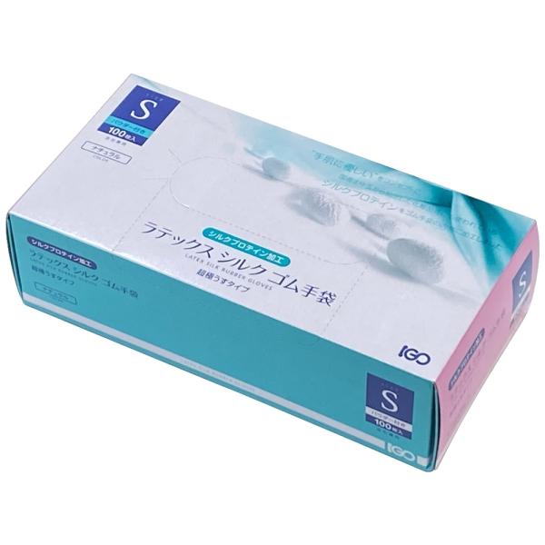 アイ・ジー・オー　ラテックスシルクゴム手袋　Sサイズ　粉付　100枚×30箱入●ケース販売お徳用【メーカー直送・代引き不可・時間指定不可・沖縄、離島不可】 アイ・ジー・オー ラテックスシルクゴム手袋 Sサイズ 粉付 100枚×30箱