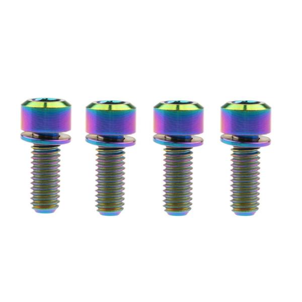 Dingtai 自転車Vブレーキハブ用ワッシャネジアレン六角ボルトを固定チタンの M6x16/18/20/25mm 4個の (カラー, M6x16mm