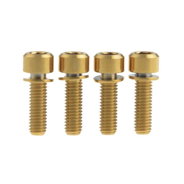 Dingtai 自転車Vブレーキハブ用ワッシャネジアレン六角ボルトを固定チタンの M6x16/18/20/25mm 4個の (ゴールド, M6x20m