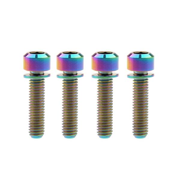Dingtai 自転車Vブレーキハブ用ワッシャネジアレン六角ボルトを固定チタンの M6x16/18/20/25mm 4個の (カラー, M6x25mm