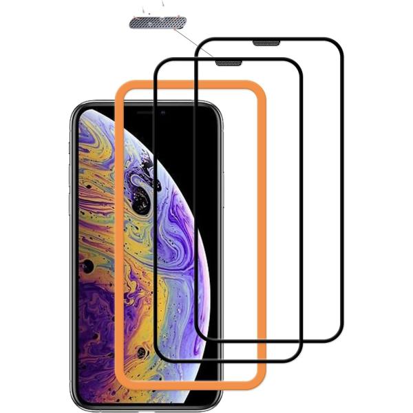 【2枚セット】ガイド枠付き KPNS 日本素材製 全面保護 iPhone X/iPhone XS / iPhone11 pro 用 ガラスフィルム 強