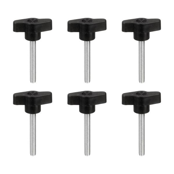 PATIKIL T字ノブボルト M6×45mm ヘッド径36mm 6個 つまみねじ 手回しネジ 機械 家具 交換用 黒