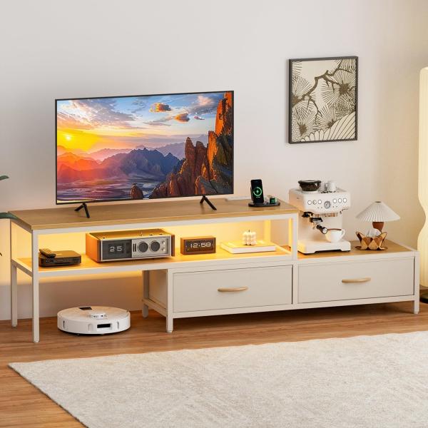 IKIFLY テレビ台 伸縮 テレビボード 収納チェスト ロータイプ 棚付き