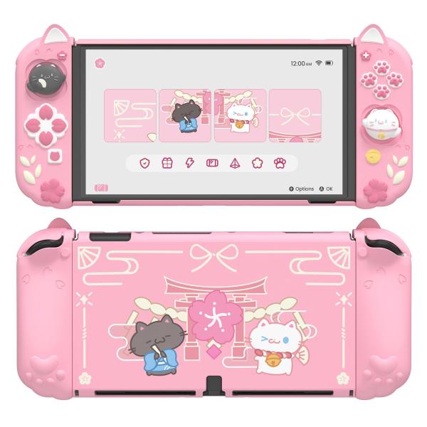 PlayVital Nintendo Switch OLED対応 保護ケース 耐衝撃 ドック対応 有機el対応ハードカバー＋シリコングリップ付き 折り