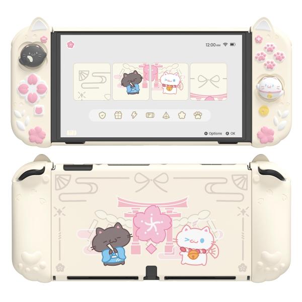 PlayVital Nintendo Switch OLED対応 保護ケース 耐衝撃 ドック対応 有機el対応ハードカバー＋シリコングリップ付き 折り