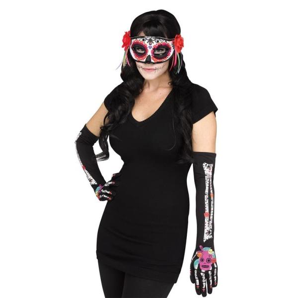 ハロウィン コスプレ メキシコ 死者祭り 花 フラワー マスク グローブ メキシンカンスカル 衣装 仮装 コスチューム