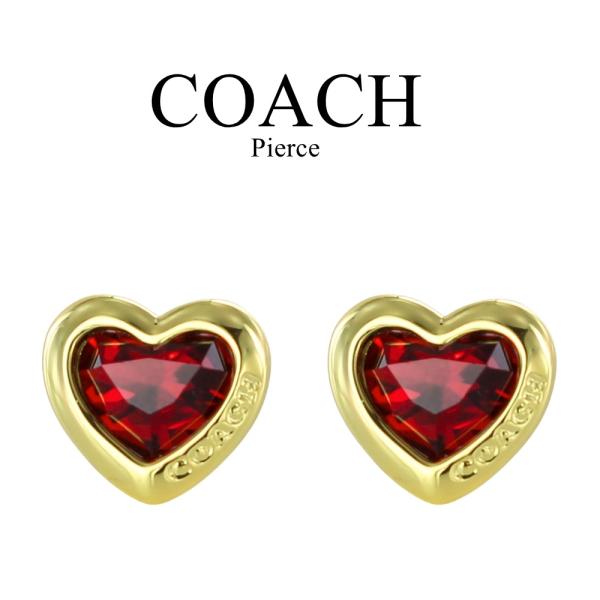 COACH（コーチ） ピアス レディース ハート レッド ゴールド スタッド