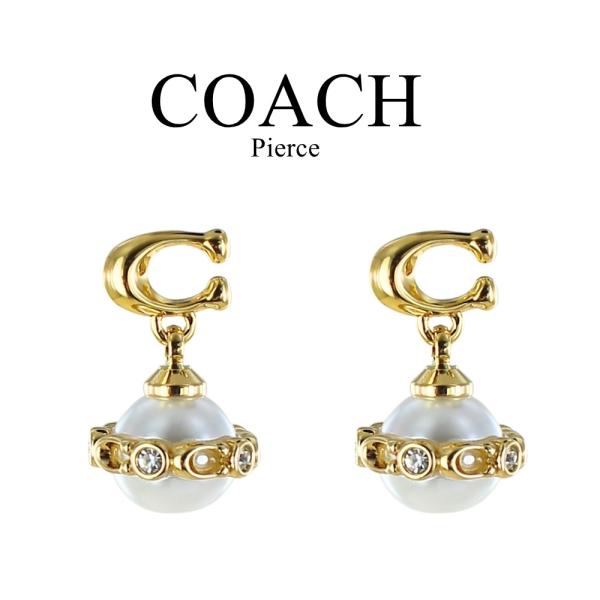 コーチ ピアス レディース パール ゴールド Cロゴ ドロップピアス 真珠風 アクセサリー 爆買 成人 卒業 入学