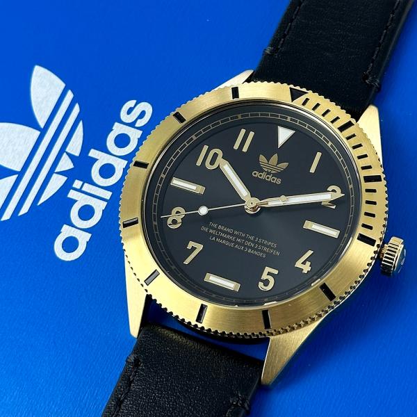 adidas（アディダス） 腕時計 手表 メンズ 革ベルト ブラック 黒