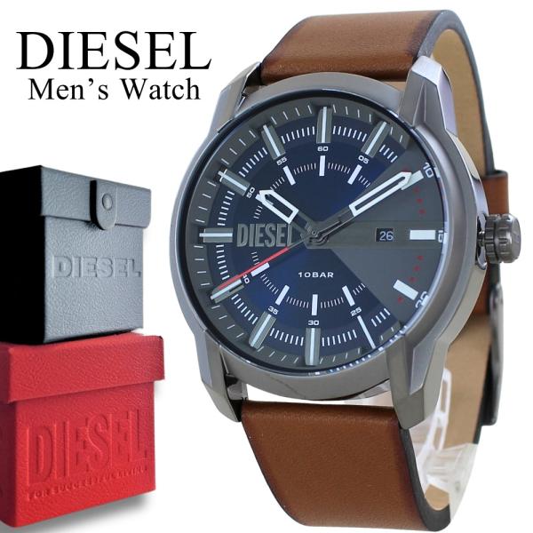 DIESEL（ディーゼル） 腕時計 メンズ レザー ブルー ブラウン ビッグ