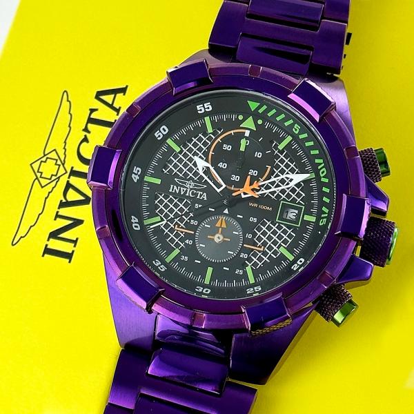 インビクタ 文字盤 大きい 腕時計 メンズ invicta 防水 紫 パープル インヴィクタ 卒業 入学 お祝い