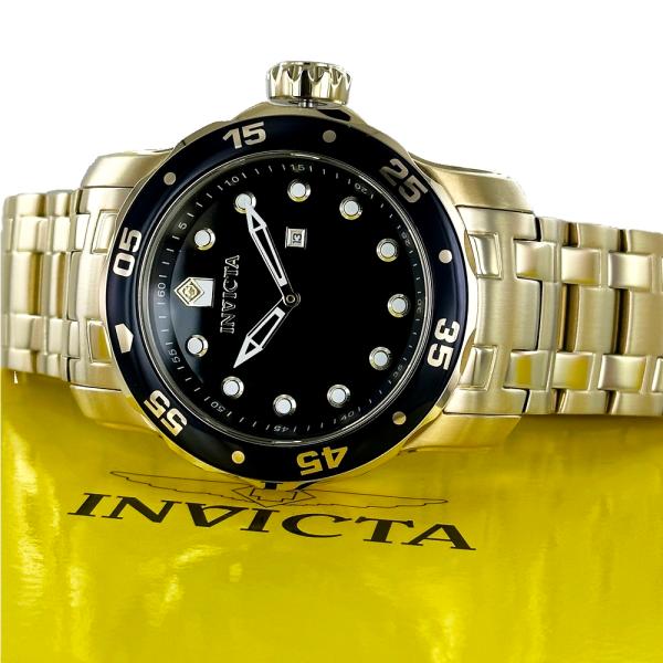 インビクタ 腕時計 手表 メンズ 防水 invicta プロダイバー 黒 金 大きい文字盤 インヴィクタ 誕生日プレゼント 爆買 成人 卒業 入学
