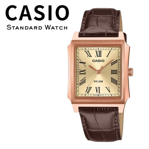 稼働　SEIKO クォーツ 腕時計 ローマ数字文字盤 ブラウンレザーベルト nopple_mtp-b190rgl-9bv-n