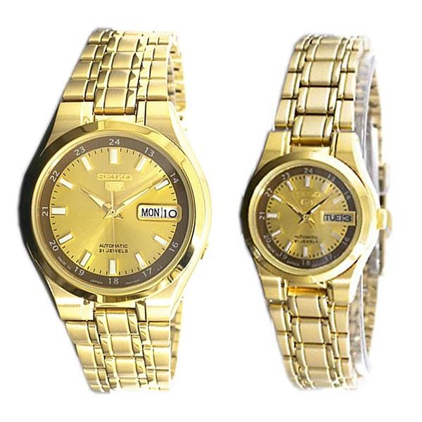 40代 50代におすすめ アクセ収納箱付き 逆輸入 セイコー ペアウォッチ Seiko 5 自動巻き ゴールド Snkg26j1symh30j1 Snkg26j1symh30j1 腕時計ノップル 通販 Yahoo ショッピング