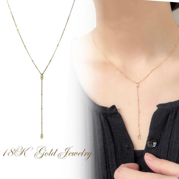 K18 ダイヤモンド ネックレス 0.06ct ゴールド 18金 Y字 チェーン