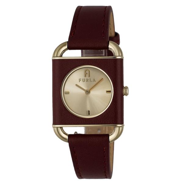 フルラ 腕時計 レディース ゴールドフェイス ワインレッド レザー  