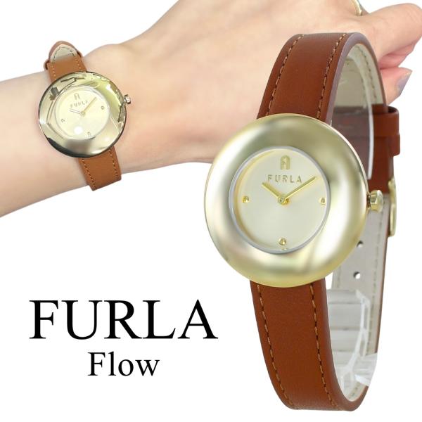 フルラ 腕時計 レディース ローズゴールドフェイス ブラック レザー  