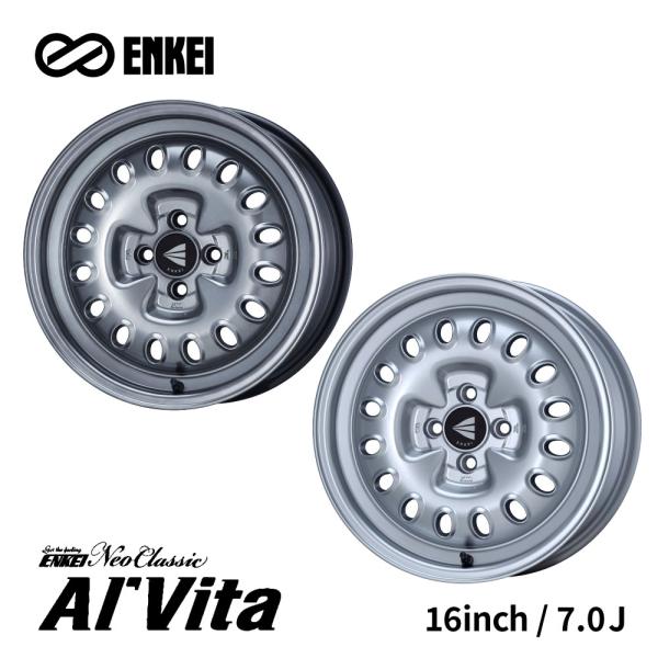16インチ シルバーホイール コンチネンタルタイヤ2本のみ、ホイール7j ENKEI（エンケイ） Al'Vita NeoClassic ホイール 16インチ 7.0J イン