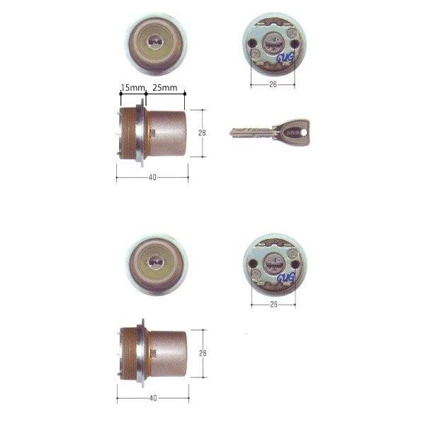 美和ロック MIWA PRシリンダー LIXタイプ 全長40mm仕様 塗装グレー色 