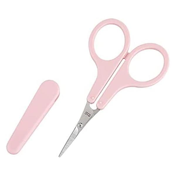 貝印 KAI 薄刃カットハサミ キャップ付 スリム刃 ピンク 眉毛 ハサミ ムダ毛 KQ3104