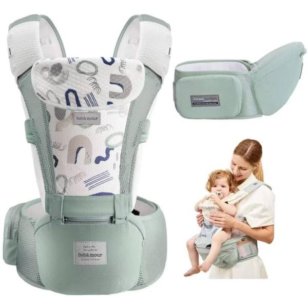 他サイト： 【ベビーアムール】Bebamour 抱っこひも ヒップシート 軽量 通気メッシュ ベビーキャリア 前向き抱っこ おんぶ 6way ウェストキャリー 快の商品画像