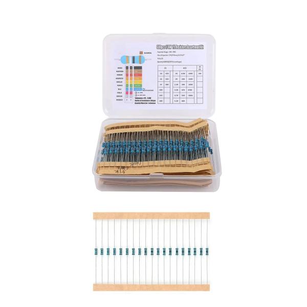 600 pcs 電子工作 キット 1/4w 金属皮膜抵抗 セット 30種類 10Ω-1MΩ ±1% 高精度 電子工作 抵抗 セット キット 精密回路