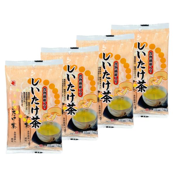 しいたけ茶 3g×8P 4袋セット(32本) かね七 食物繊維入り 昆布茶 かね七 椎茸 茶碗蒸し 炊き込みご飯 ノンカフェイン スティックタイプ メール便送料無料