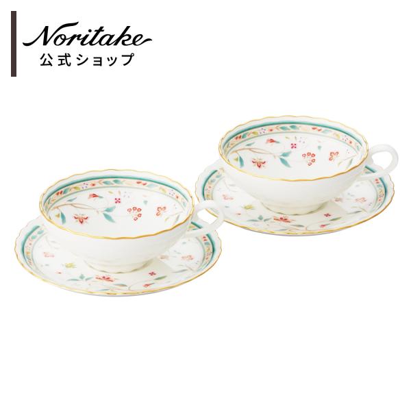 ノリタケ 花更紗 ティーカップ＆ソーサーペア ( ギフトボックス入り