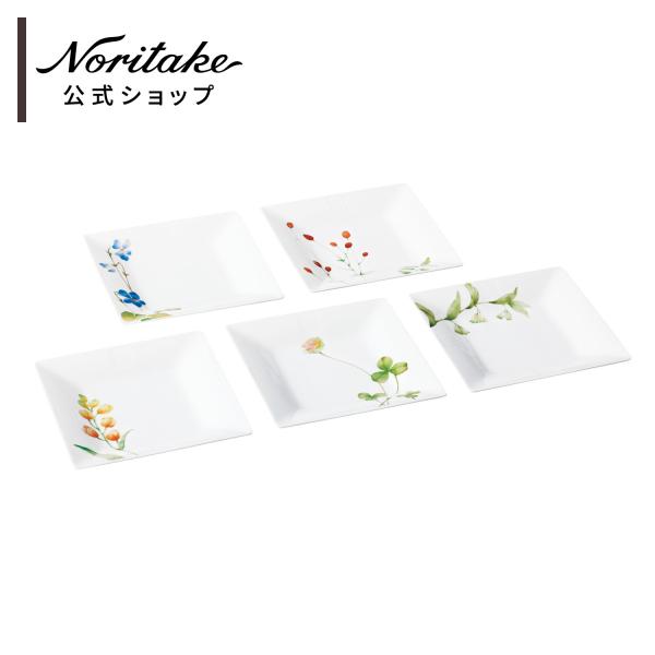 ノリタケ あづまの路 15cmスクエアプレートセット(5枚)(絵変り