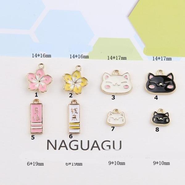 ネコ 猫 桜 お守り さくら イニシャル チャーム パーツ ピアス