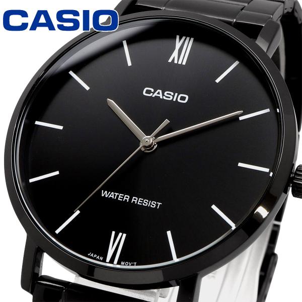 CASIO 腕時計 カシオ 時計 ウォッチ チプカシ クオーツ メンズ MTP-VT01B-1B ブラック×ブラックIPメタルバンド 海外モデル [並行輸入品]